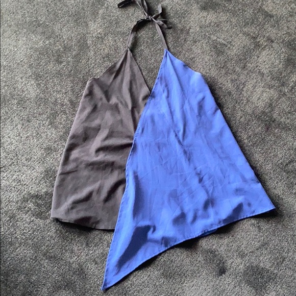 Rampage Tops - Tie neck half black half navy top